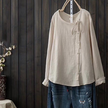 Retro Literary Long Ladies Plus Size Shirt