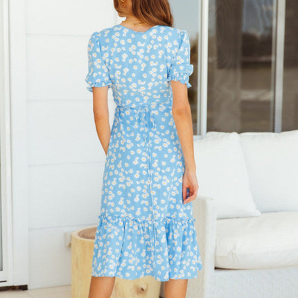 Fashion New Products V-neck Ladies Chiffon Dress