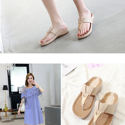Sandals Women's Cross-Border Metal Plus Size Casual Maternity Slippers