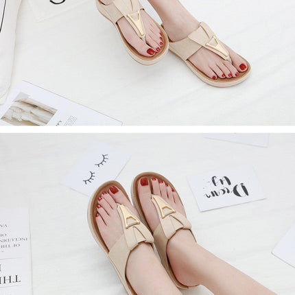 Sandals Women's Cross-Border Metal Plus Size Casual Maternity Slippers