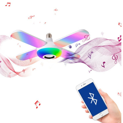 LED Four-leaf Bluetooth Music Lamp Colorful Intelligent Audio Folding Bulb Lamp Remote Control Deformable Ceiling Fixture Lights