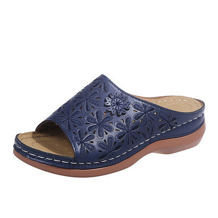 Retro Slippers Women Hollow Floral Shoes Outdoor Summer Sandals