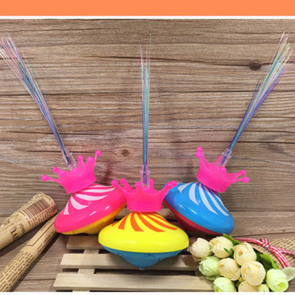 New Style Optical Fiber Electric Flashing Music Gyroscope With Crown, Drift Gyroscope, UFO Luminous Toy, Factory Direct Sales