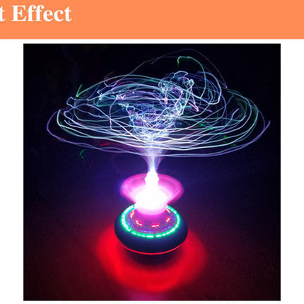 New Style Optical Fiber Electric Flashing Music Gyroscope With Crown, Drift Gyroscope, UFO Luminous Toy, Factory Direct Sales