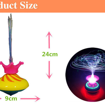 New Style Optical Fiber Electric Flashing Music Gyroscope With Crown, Drift Gyroscope, UFO Luminous Toy, Factory Direct Sales
