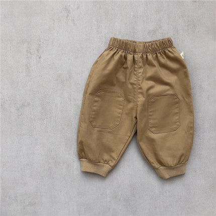 Baby suit Korean version spring new baby alphabet striped T-shirt patch casual pants baby two-piece suit