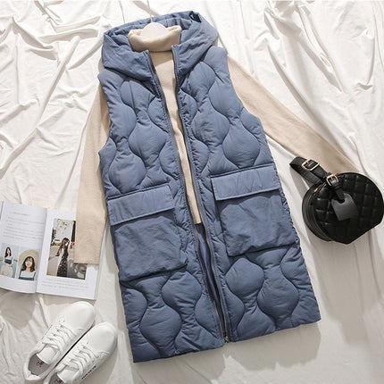 Hooded Plus Size Cotton Vest Womens Sleeveless Vest