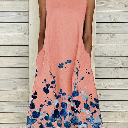 Printed Sleeveless Dress Cool And Loose Plus Size Long Dress