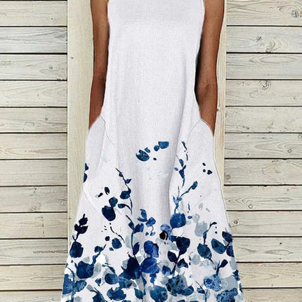 Printed Sleeveless Dress Cool And Loose Plus Size Long Dress