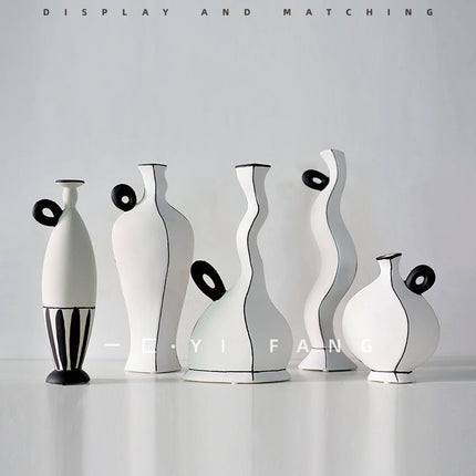 Ins Modern Handmade Ceramic Flower Vase Decoration Hotel Club B&B Soft Decoration Nordic Soft Decoration