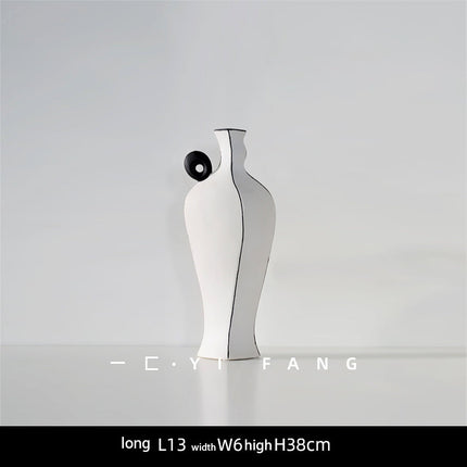 Ins Modern Handmade Ceramic Flower Vase Decoration Hotel Club B&B Soft Decoration Nordic Soft Decoration