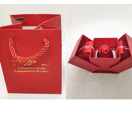 Metal Lifting Rose Jewelry Gift Box Valentine's Day Aluminum Alloy Ring Necklace Net Red Gift Jewelry Box