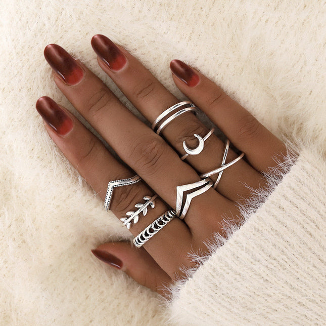 Personalized Moon Cross Simple Ring
