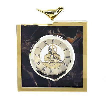 Modern Minimalist Creative Square Metal Black Acrylic Bird Clock Clock Table Clock Table Model Room Decoration