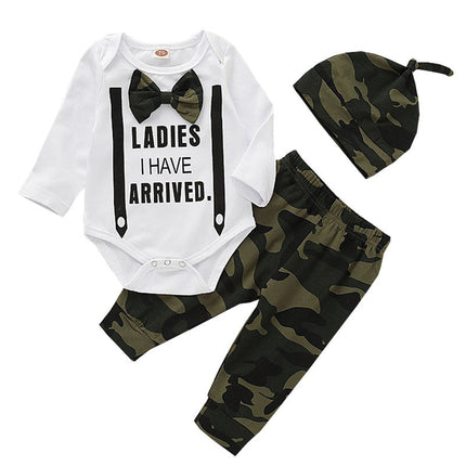 Gentleman's Long-sleeved Fake Suspender Blouse With Beard And Full Print Trousers Hat Three-piece Suit