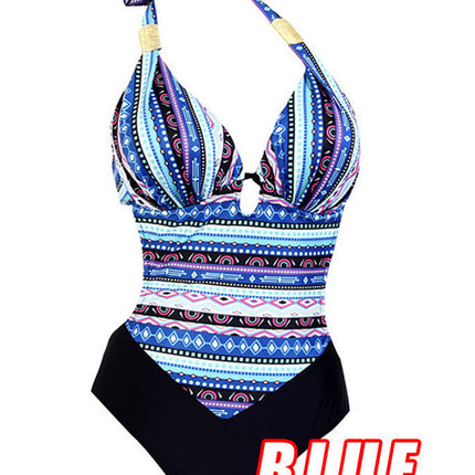 European And American Floral One-piece Swimsuit Celebrity Style Plus Size Fat Bikini