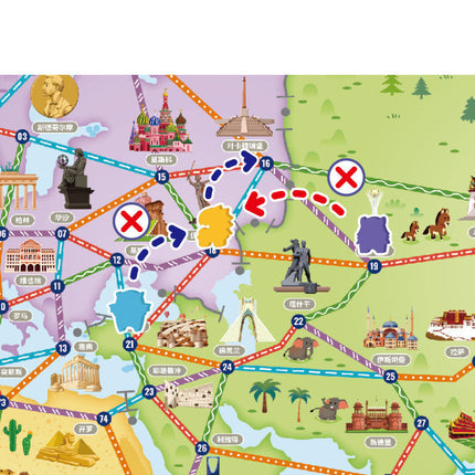 Global Traveler Mountain River Journey Route Planning Geography Knowledge Board Game