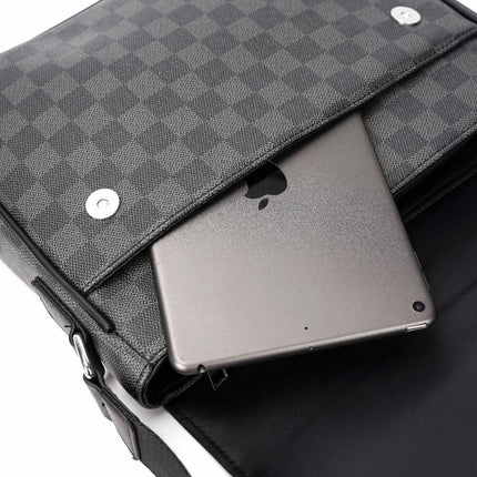 Men S Shoulder Bag Leather Plaid