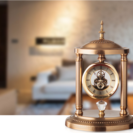 European Style Clock, Table Clock, Creative Alloy Candlestick Table Clock, Living Room Decorations