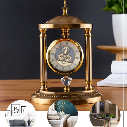 European Style Clock, Table Clock, Creative Alloy Candlestick Table Clock, Living Room Decorations