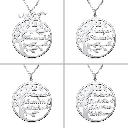 Sterling Silver Necklace Female Name Personalized Tree of Life Pendant Cross-border New Product Accessories