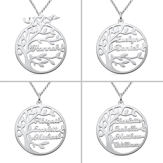 Sterling Silver Necklace Female Name Personalized Tree of Life Pendant Cross-border New Product Accessories