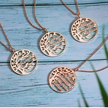 Sterling Silver Necklace Female Name Personalized Tree of Life Pendant Cross-border New Product Accessories