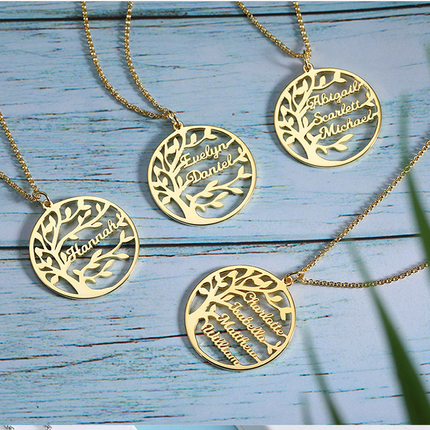 Sterling Silver Necklace Female Name Personalized Tree of Life Pendant Cross-border New Product Accessories