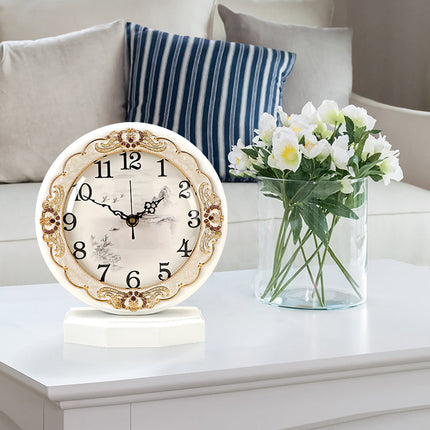 European classic clock, living room, bedroom, silent wood clock, luxury table clock