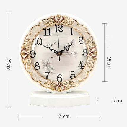 European classic clock, living room, bedroom, silent wood clock, luxury table clock
