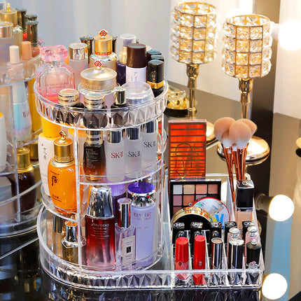 Cosmetic Storage Box Transparent Rotating Desktop Non-Acrylic Dressing Table Lipstick Skin Care Product Storage