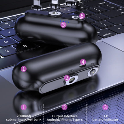 Pocket Portable Magnetic With Plug Capsule Power Bank 2600 Mah Three-In-One Magnetic Mobile Power Customization