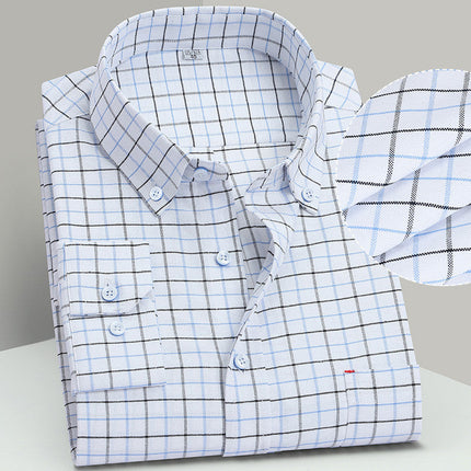Men'S Plus Size Cotton Oxford Plaid Shirt