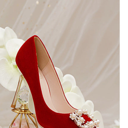 Pearl Rhinestone Single Shoes Stiletto Wedding Shoes