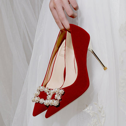 Pearl Rhinestone Single Shoes Stiletto Wedding Shoes