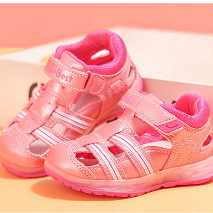 Boys And Girls Shoes Baotou Fashion Trend Comfortable Lights Casual Baby Shoes