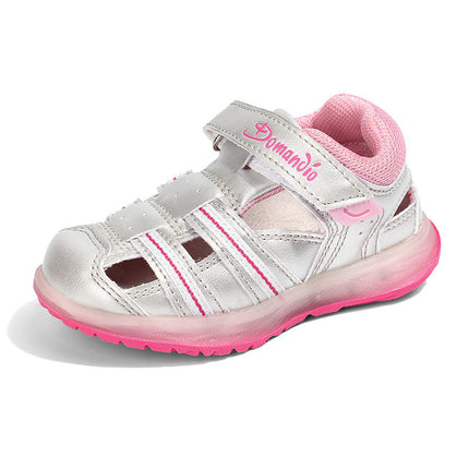 Boys And Girls Shoes Baotou Fashion Trend Comfortable Lights Casual Baby Shoes