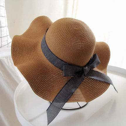 Straw Hat Female Summer Vacation Seaside Sunscreen Bow Korean Sun Hat