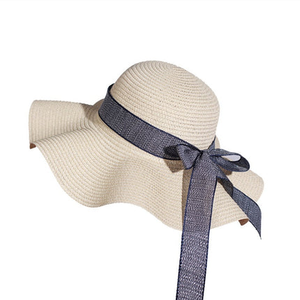 Straw Hat Female Summer Vacation Seaside Sunscreen Bow Korean Sun Hat