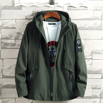 Spring And Autumn Fattening Plus Size Hooded Windbreaker