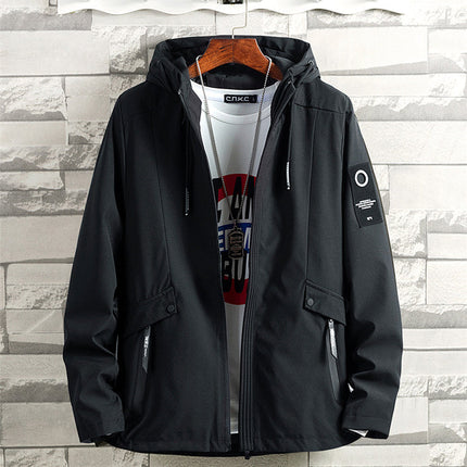 Spring And Autumn Fattening Plus Size Hooded Windbreaker