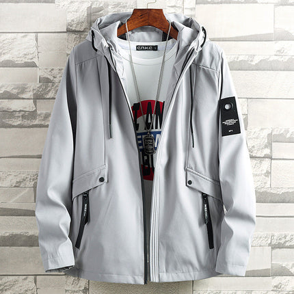 Spring And Autumn Fattening Plus Size Hooded Windbreaker