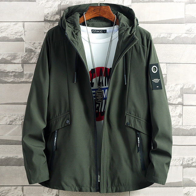 Spring And Autumn Fattening Plus Size Hooded Windbreaker