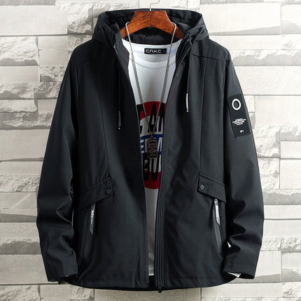 Spring And Autumn Fattening Plus Size Hooded Windbreaker