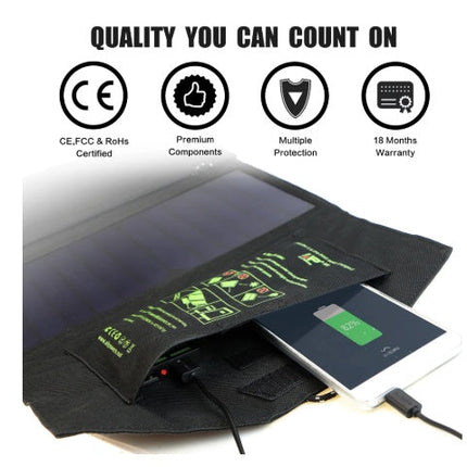 Compatible with Apple, ALLPOWERS 5V21W Portable Phone Charger Solar Charge Dual USB Output Mobile Phone Charger for iPhone Samsung Smartphone