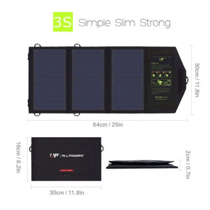 Compatible with Apple, ALLPOWERS 5V21W Portable Phone Charger Solar Charge Dual USB Output Mobile Phone Charger for iPhone Samsung Smartphone
