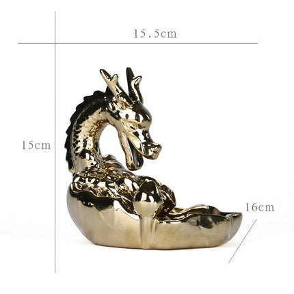 Ceramic Large Smoke Backflow Aromatherapy Burner Matte Golden Carp Hualong Xiangdao Creative Ornaments Sandalwood Burner