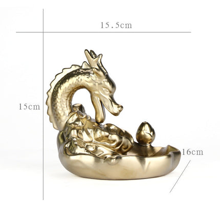 Ceramic Large Smoke Backflow Aromatherapy Burner Matte Golden Carp Hualong Xiangdao Creative Ornaments Sandalwood Burner