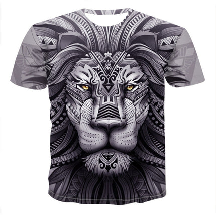 Urban Safari Men's Lion T-Shirt - 3D Printed Animal Graphic Tee, Gold/Black Streetwear, Short Sleeve Crew