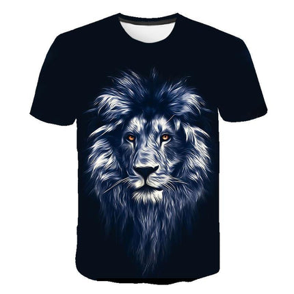 Urban Safari Men's Lion T-Shirt - 3D Printed Animal Graphic Tee, Gold/Black Streetwear, Short Sleeve Crew